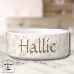 Ivory Garden Floral Pattern Design Dog  Bowl