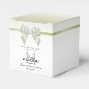 Ivory Gem Bow & Ribbon 14th Wedding Anniversary Favour Box