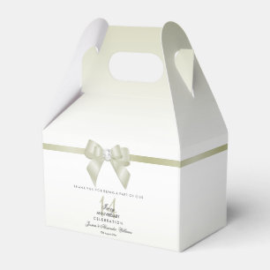Ivory Gem Bow & Ribbon 14th Wedding Anniversary Favour Box
