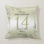 Ivory Gem & Glitter 14th Wedding Anniversary  Cushion<br><div class="desc">Glamourous and elegant posh 14th Ivory Wedding Anniversary throw pillow with stylish ivory gem stone jewels corner decorations and matching coloured glitter border frame. A romantic design for your celebration. All text, font and font colour is fully customisable to meet your requirements. If you would like help to customise your...</div>