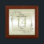Ivory Gem & Glitter 14th Wedding Anniversary  Gift Box<br><div class="desc">Glamourous and elegant posh 14th Ivory Wedding Anniversary gift box with stylish ivory gem stone jewels corner decorations and matching coloured glitter border frame. A romantic design for your celebration. All text, font and font colour is fully customisable to meet your requirements. If you would like help to customise your...</div>