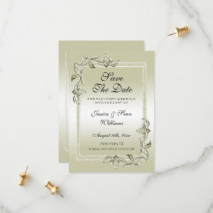 Ivory Gem & Glitter 14th Wedding Anniversary Save The Date