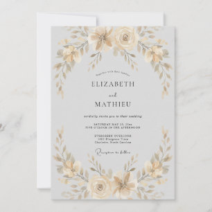 Ivory Gentle Floral Flourish Wedding Invitation