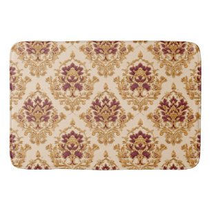 Ivory Gilded Floral Damask Bath Mat