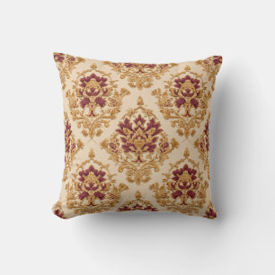 Ivory Gilded Floral Damask Cushion