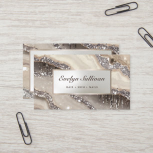 Ivory glitter marble business card