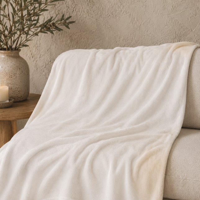 Ivory Glow Minimal Fleece Blanket (Soft ivory minimal design for layered bedding and relaxed modern interiors)