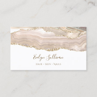 Ivory gold agate business card