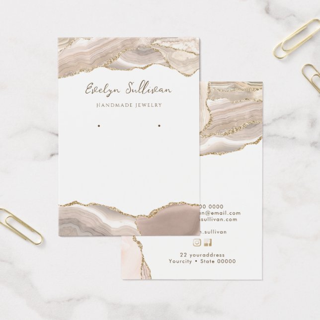 Ivory gold agate jewellery display card (Office)