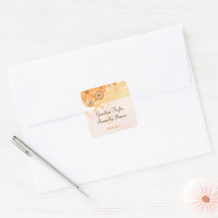 Ivory Gold amd Peach Floral Wedding Favour Sticker