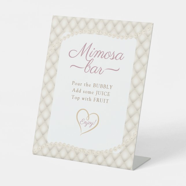 Ivory, Gold, and Pearls Galentine’s Party Pedestal Sign (Front)