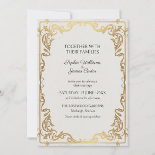 Ivory Gold Art Nouveau Wedding Invitation