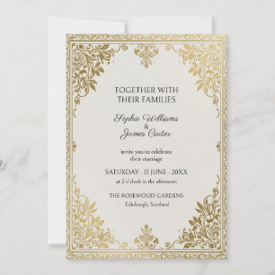Ivory Gold Baroque Filigree Wedding Invitation