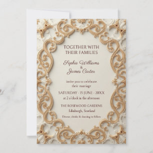Ivory Gold Baroque Frame Wedding Invitation