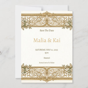 Ivory Gold Baroque Save the Date Magnet