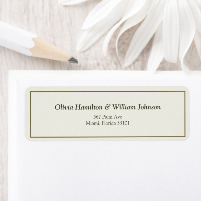 Ivory & Gold Border Wedding Return Address Labels (Insitu)