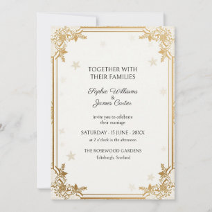 Ivory Gold Butterfly Filigree Wedding Invitation