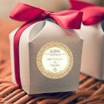 Ivory Gold Damask Elegance Islamic Muslim Wedding Classic Round Sticker<br><div class="desc">Celebrate Your Union in Elegance: Ivory & Gold Damask Elegance Islamic Muslim Wedding Classic Round Sticker Add a touch of timeless elegance and Islamic tradition to your wedding favours with the Ivory & Gold Damask Elegance Islamic Muslim Wedding Classic Round Sticker. This exquisite sticker features a captivating damask pattern in...</div>
