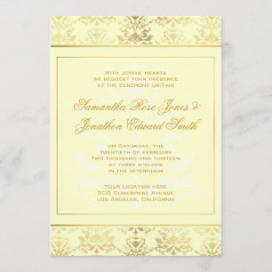 Ivory & Gold Damask Wedding Invitation