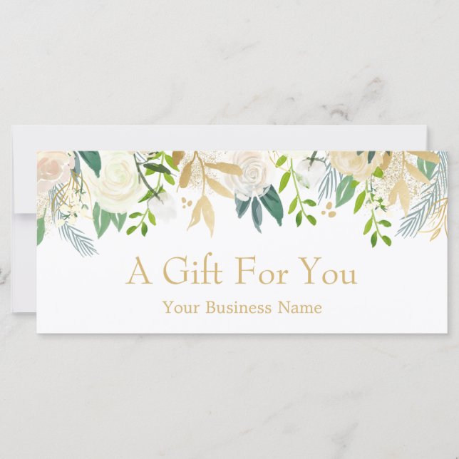 Ivory Gold Floral Beauty Salon Gift Certificate (Front)