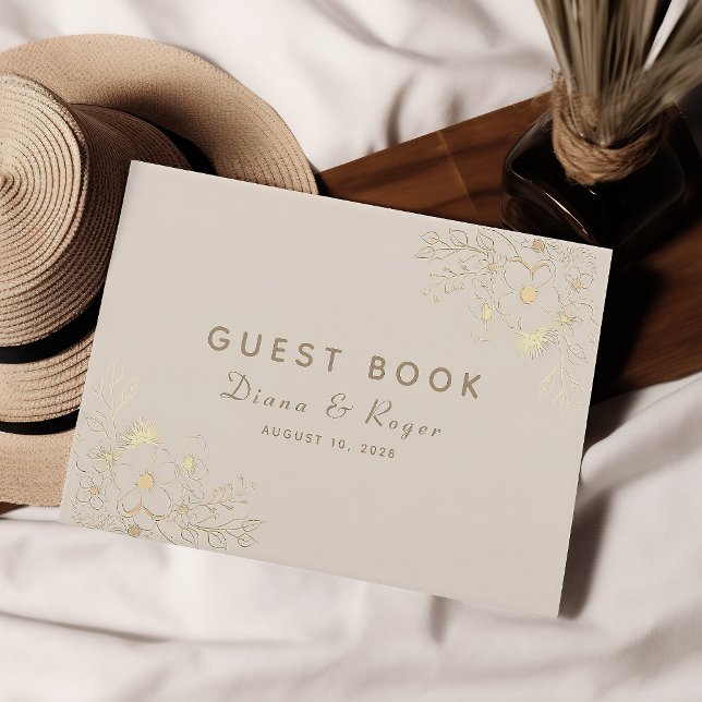 Ivory Gold Floral Wedding Guest Book (Creator Uploaded)