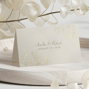 Ivory Gold Floral Wedding Place Card