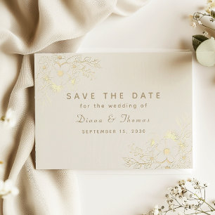 Ivory Gold Floral Wedding Save the Date