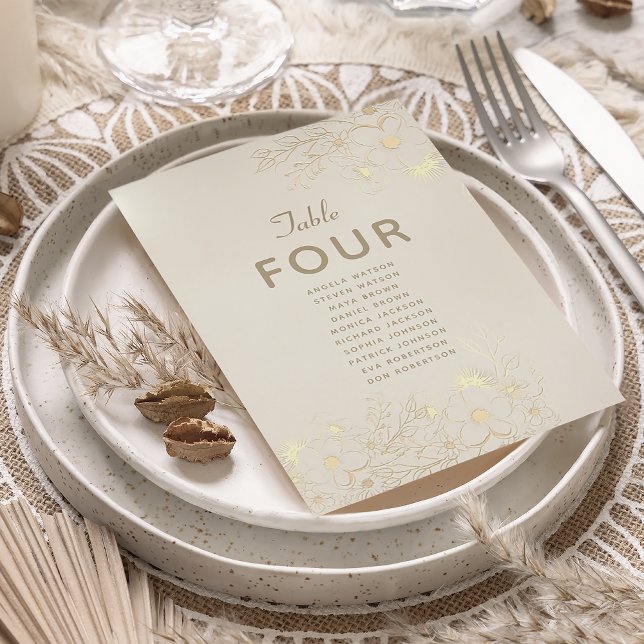 Ivory Gold Floral Wedding Seating Card (Creator Uploaded)