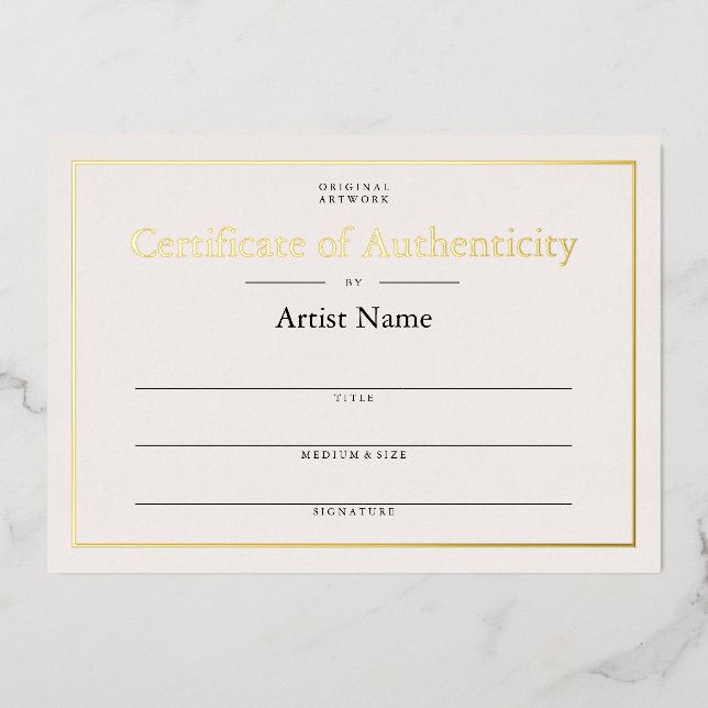 Ivory Gold Foil Certificate of Authenticity Art (Front)