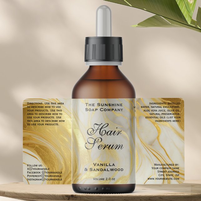 Ivory Gold Foil Cosmetics or Dropper Bottle Label (Creator Uploaded)