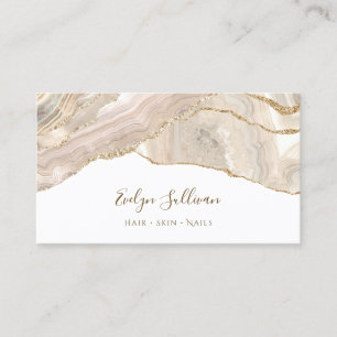 Ivory gold glitter agate business card