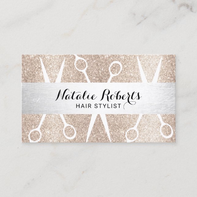 Ivory Gold Glitter Hair Stylist Beauty Salon  Business Card (Front)