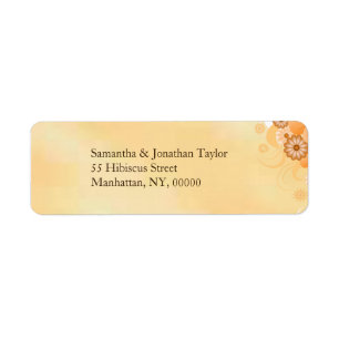 Ivory Gold Hibiscus Floral Small Wedding Labels