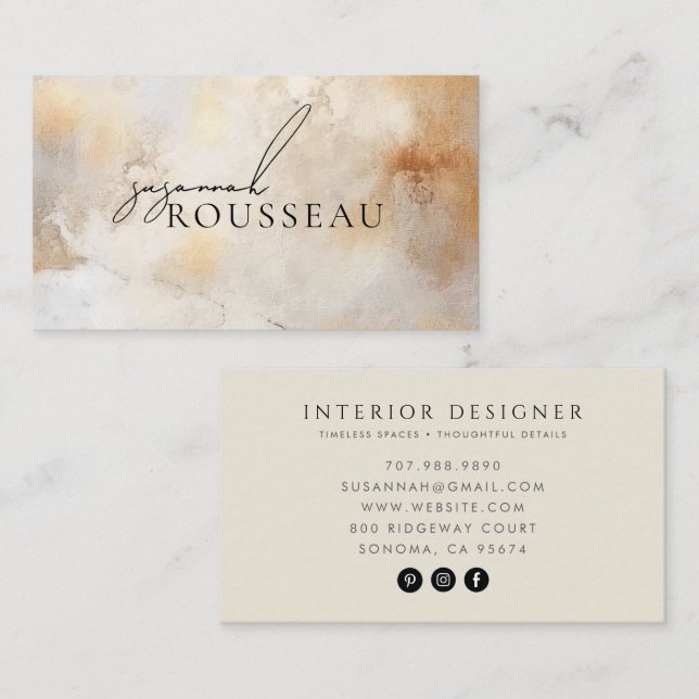 Ivory Gold Interior Designer Business Card (Front/Back)