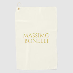 Ivory & Gold Modern Minimalist Elegant Own Name Golf Towel