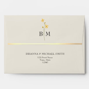 Ivory Gold Monogram Wedding Envelope
