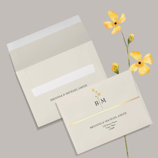 Ivory Gold Monogram Wedding Envelope