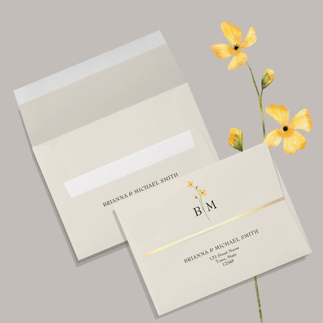 Ivory Gold Monogram Wedding Envelope (Creator Uploaded)