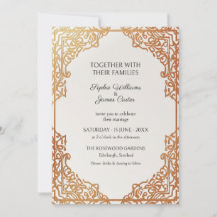 Ivory Gold Ornate Filigree Wedding Invitation