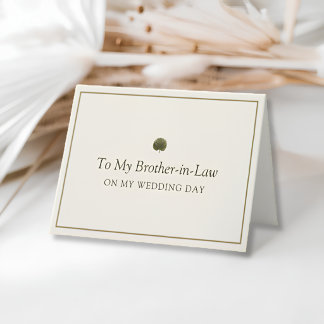 Ivory Gold Palm Brother-in-Law Wedding Day Card