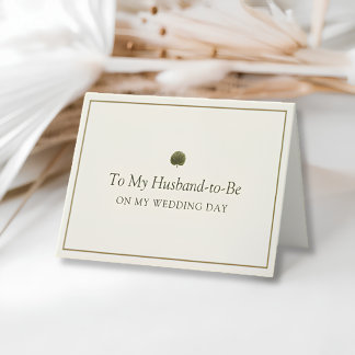 Ivory Gold Palm Husband-to-Be Wedding Day Card