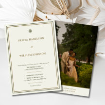 Ivory & Gold Palm Photo Back Wedding Invitation