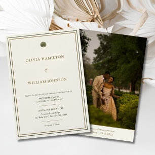Ivory & Gold Palm Wedding Invitation Photo Back