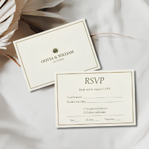 Ivory & Gold Palm Wedding RSVP Card
