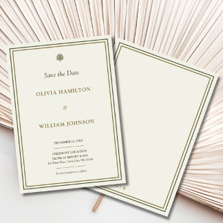 Ivory & Gold Palm Wedding Save the Date