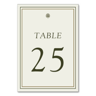 Ivory & Gold Palm Wedding Table Number