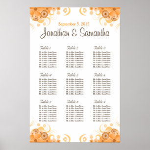 Ivory Gold Peach Wedding Table Seating Charts