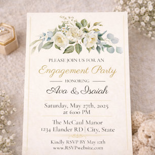 Ivory Gold Romance Engagement Party Invitation