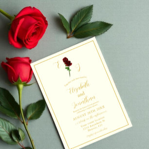Ivory Gold Rose Couples Shower Invitation
