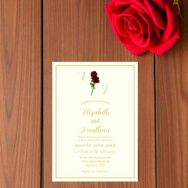 Ivory Gold Rose Engagement Party Invitation (Creator Uploaded)